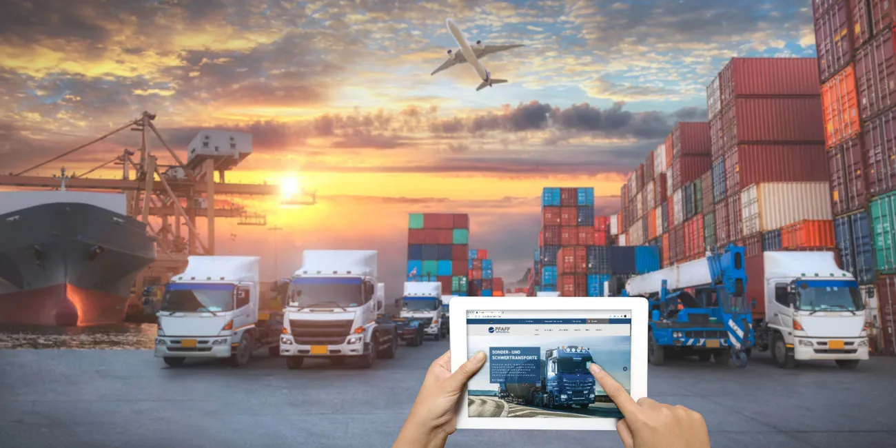 Website von PFAFF International auf einem Tablet